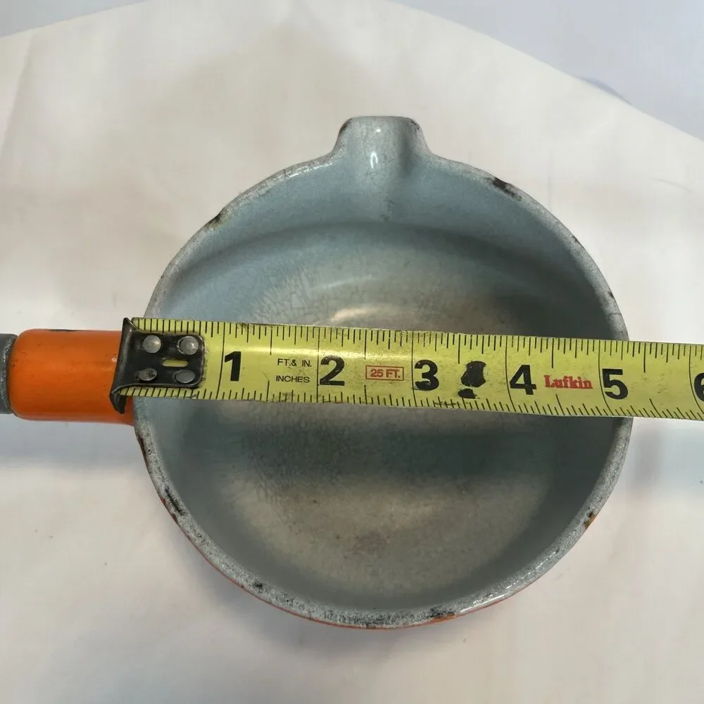 Vintage 60s DESCOWARE Butter Warmer Pot Flame Orange with SPOUT and LID
